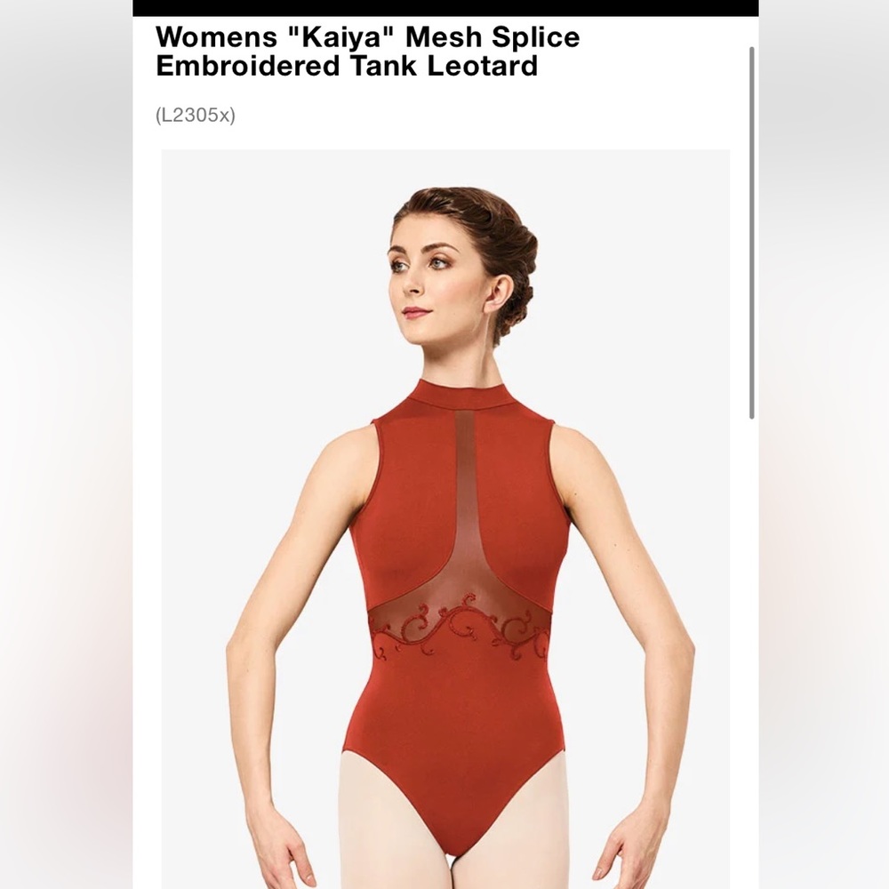bloch "Kaiya" Mesh Splice Embroidered Tank Leotard